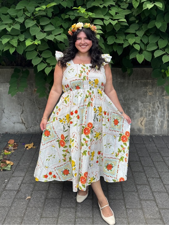Ivy City Co Dresses & Skirts - Ivy City Co White Floral Citrus Midi Dress